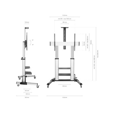 Soporte de Suelo Inclinable con Ruedas y Manivela Aisens