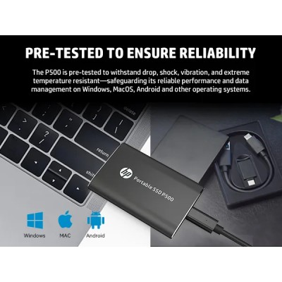 HP P500 SSD Externo 1TB USB-C Aluminio Negro