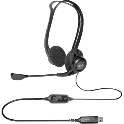 Logitech 960 Auriculares con Micrófono para PC, USB Negros