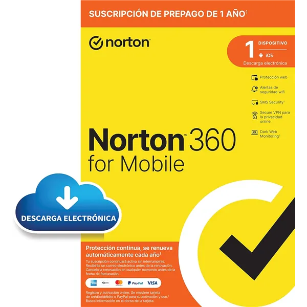 Norton 360 Mobile | 1 Dispositivo Android/iOS | 1 año | Descarga/email