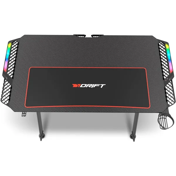 Drift DZ150RGB Mesa Gaming Fibra de Carbono Laterales RGB , Alfombrilla,Soporte100 x 60 x 75 cm