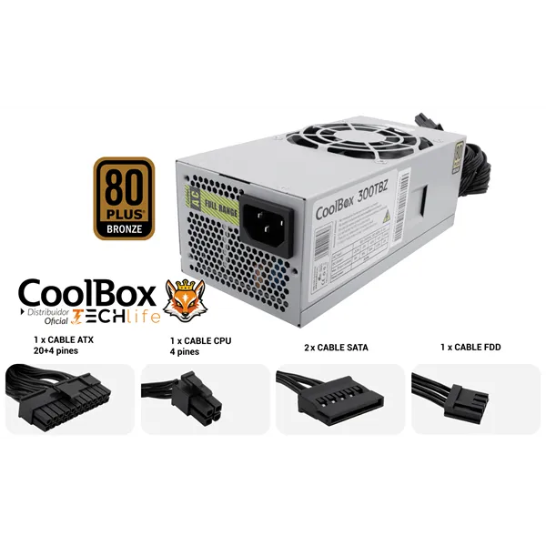 CoolBox Fuente Alimentación TFX TBZ300 80 Plus Bronze 300W 