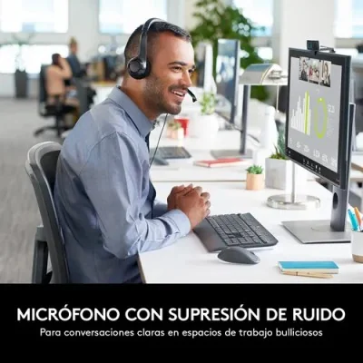 Logitech H390 Auriculares con Micrófono para PC, USB Negros