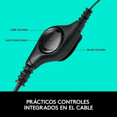 Logitech H390 Auriculares con Micrófono para PC, USB Negros