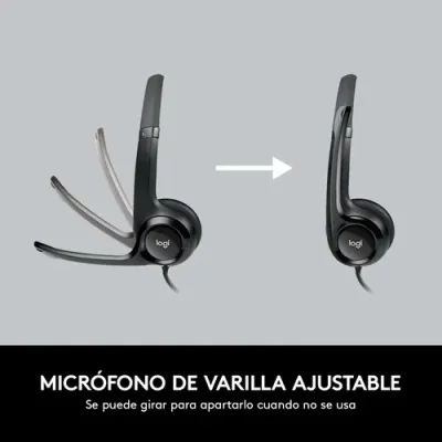 Logitech H390 Auriculares con Micrófono para PC, USB Negros