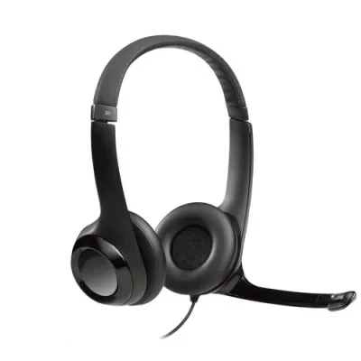 Logitech H390 Auriculares con Micrófono para PC, USB Negros