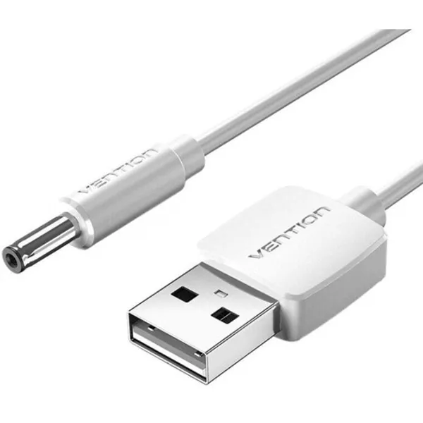 Cable Alimentación Vention CEYWF/ USB-A Macho - DC 5.5mm Macho/ 1m/ Blanco