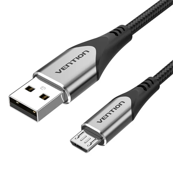 Cable USB 2.0 Vention COAHD/ USB Macho - MicroUSB Macho/ Hasta 60W/ 480Mbps/ 50cm/ Gris