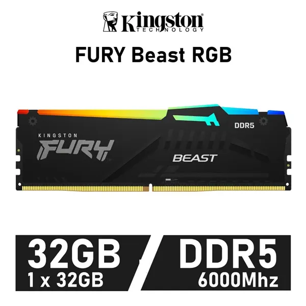 Kingston Fury Beast RGB 32GB DDR5 6000MHz DDR5 CL40 1.35v