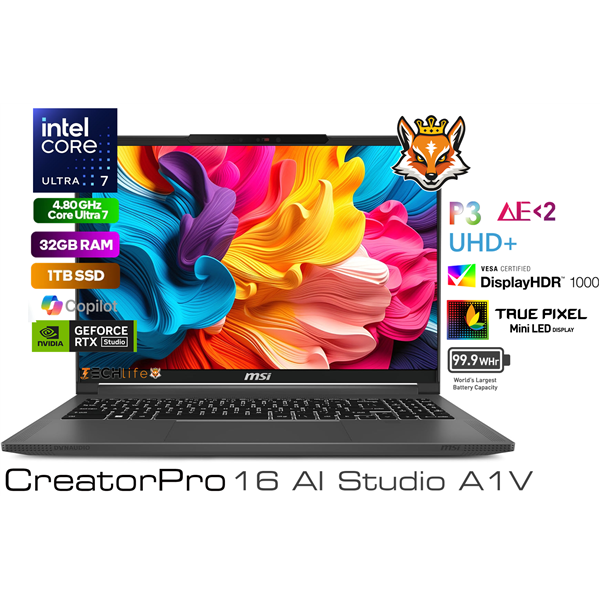 MSI CreatorPro 16 AI Studio A1VJG-208ESs Intel Core Ultra 7 155H 32GB 1TB SSD RTX 2000 16"