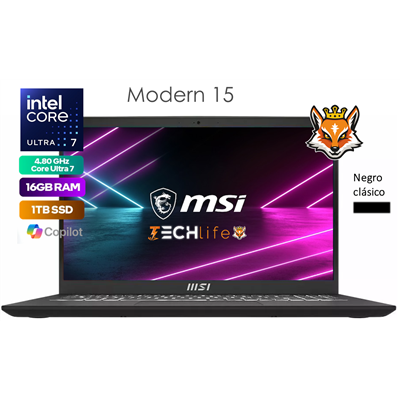 MSI Modern 15-255XES Intel Core Ultra 7-150u 16GB 1TB 15.6"