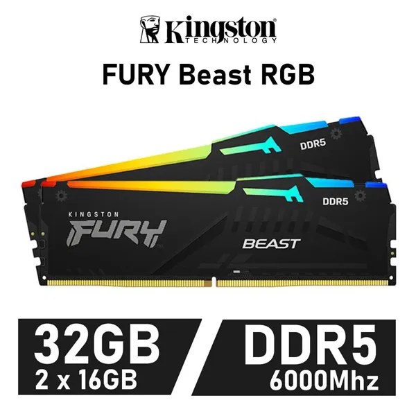 Kingston Fury Beast RGB KIT 32GB DDR5 6000MHz CL36 1.35v (2x16GB)