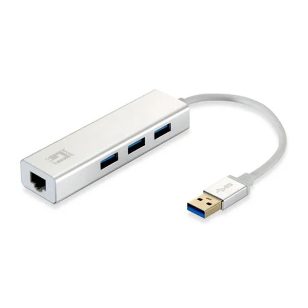 Adaptador Usb 3.0 A Gigabit Ethernet Rj45 Level One Con Hub Usb 3.0