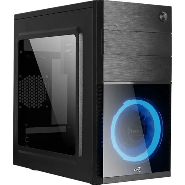 Caja Microatx Gaming Aerocool Cs-105 Ventilador Frontal Blue 1xusb3.0+1xusb2.0 Vga Hasta 240mm Color Negro