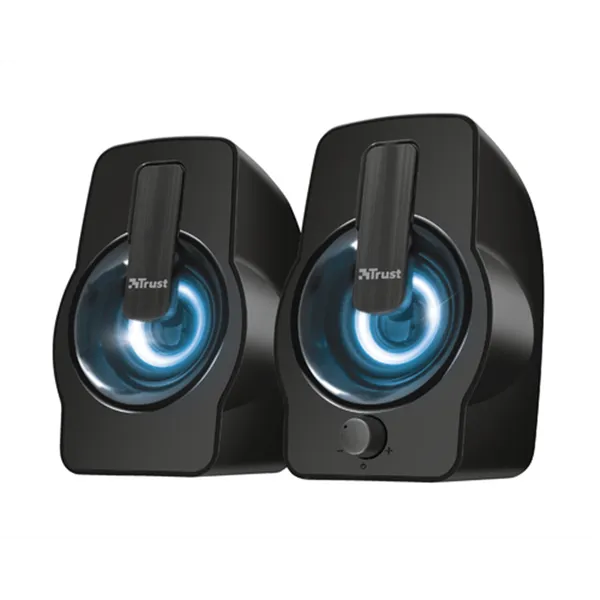 Altavoces 2.0 Trust 2.0 Gemi Rgb 12w Rms Iluminacion Led Alimentados Por Usb Color Negro 22948