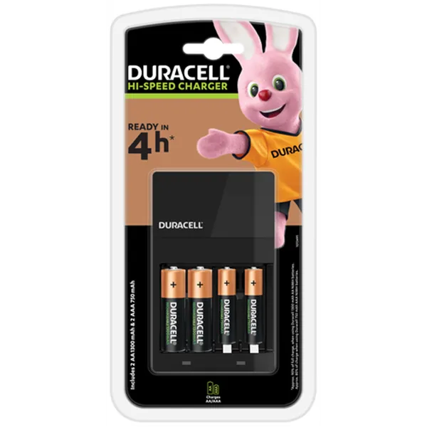 Cargador + Pila Duracell 4hrs.+ 2 Pilas Aa 1300mah + 2 Pilas Aaa 750mah