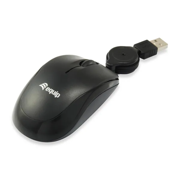 Mouse Equip Life Optico 2 Botones Usb Cable Retractil Color Negro 1000dpi