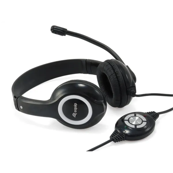 Headset Usb Equip Life Microfono Flexible Control De Volumen Color Negro / Blanco Promo