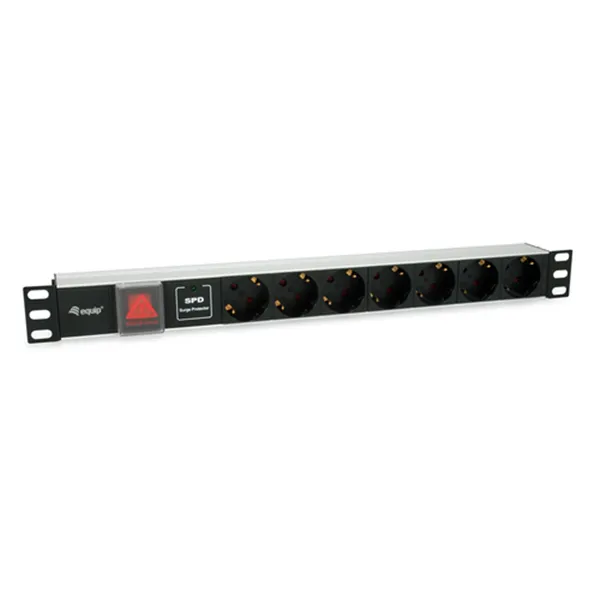 Regleta Alimentacion Rack 19" 1u 7 Tomas Con Interruptor Y Protector Sobretension