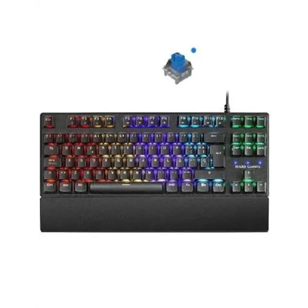 Teclado Mecanico Compacto Tkl Mars Gaming Mkxtkl Switch Azul Outemu Sq Iluminacion Rgb Reposamuñecas Extraible