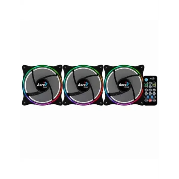 Pack 3xventiladores + Hub H66f Y Control Remoto Aerocool Eclipse Argb 120mm Anillo Led Dual Conexion 3.4 Y 6pin