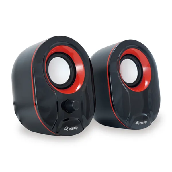 Altavoces 2.0 Equip Life 6w Rms Color Negro Y Rojo Jack 3.5" Control De Volumen Alimetancion Usb