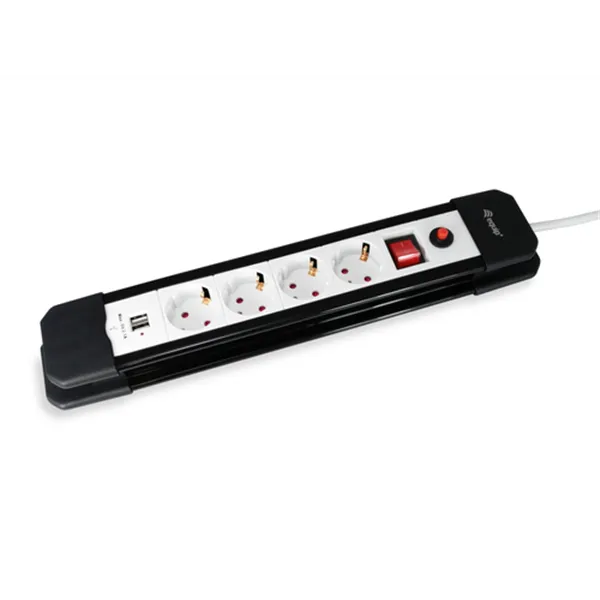 Regleta Alimentacion Equip Con 4 Tomas Cable De Red De 1.5 Metros + 2 Puertos Usb Proteccion Sobrecarga