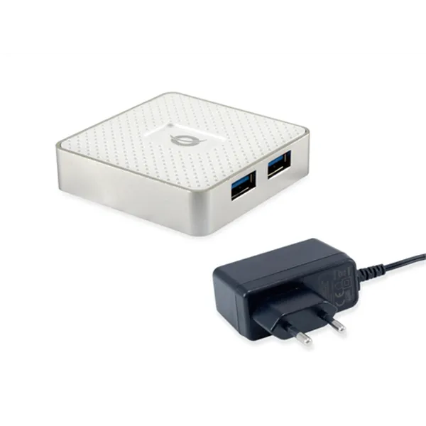 Hub Usb 3.0 Conceptronic Hubbies03w 4 Puertos Usb 3.0 Con Alimentador Color Blanco