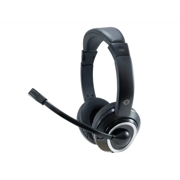 Headset Conceptronic Polona Usb Microfono Flexible Control De Volumen Color Negro / Blanco