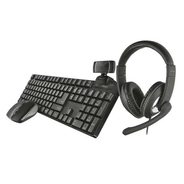 Pack Tec Mouse Headset Y Webcam Trust Bundle  Headset Reno +teclado Y Mouse Ximo+webcam Ttrino 24042