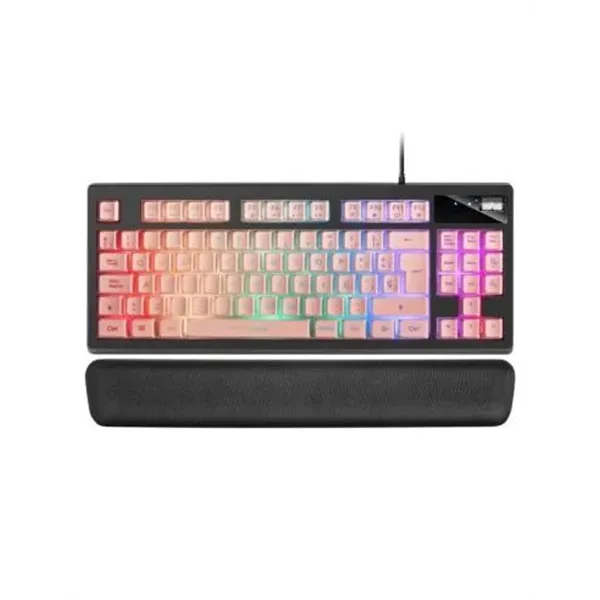 Teclado H-mecanico Compacto Tkl Mars Gaming Mkaxes Botones Color Pink Estructura Black Boton Roller