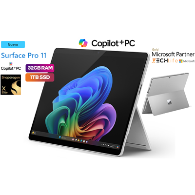 Microsoft Surface Pro 11 OLED IA Copilot+PC 13" Platino -