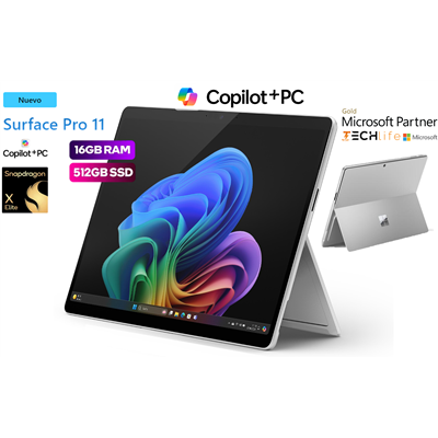 Microsoft Surface Pro 11 OLED IA Copilot+PC 13" Platino -