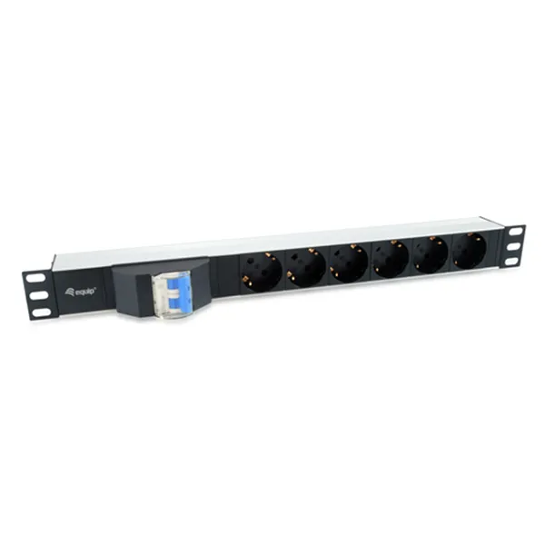 Regleta Alimentacion Aluminio Rack 19" 1u 6 Tomas Tipo Shucko Euro Con Magnetotermico Cable 1.8m