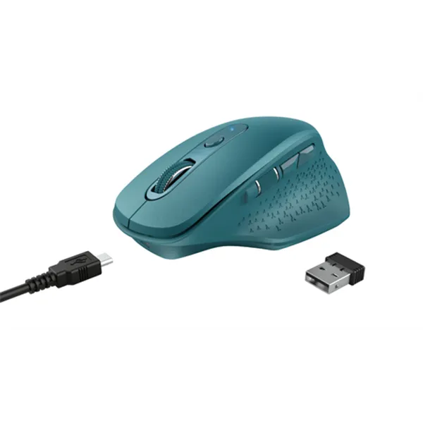 Mouse Trust Wireless Ozaa Recargable- Sensor Optico - 6 Botones - 800/1200/1600/2400dpi - Receptor Micro Usb Color Azul 24034