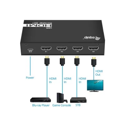 Switch Hdmi 2.0 4k 3x1 Alimentacion Por Usb Equip