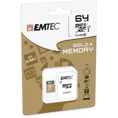 Memoria Sd Micro 64gb Emtec Elite Gold 85mb/s Sd + Adapter