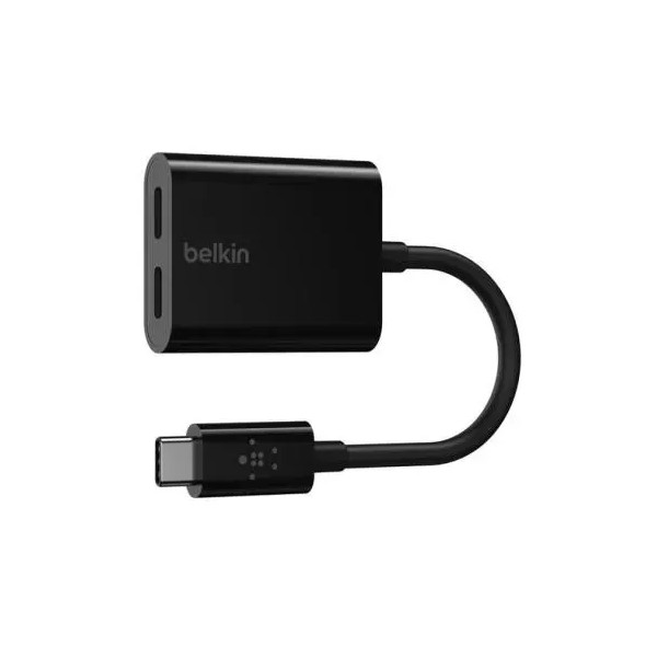 Adaptador Belkin F7u081btblk Usb-c De Audio Y Carga Color Negro