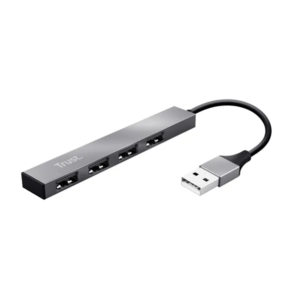 Hub Usb 2.0 Trust Halyx Aluminium A 4xusb-a 2.0 Diseño Metalico Y Compacto Hasta 480 Mbps 23786