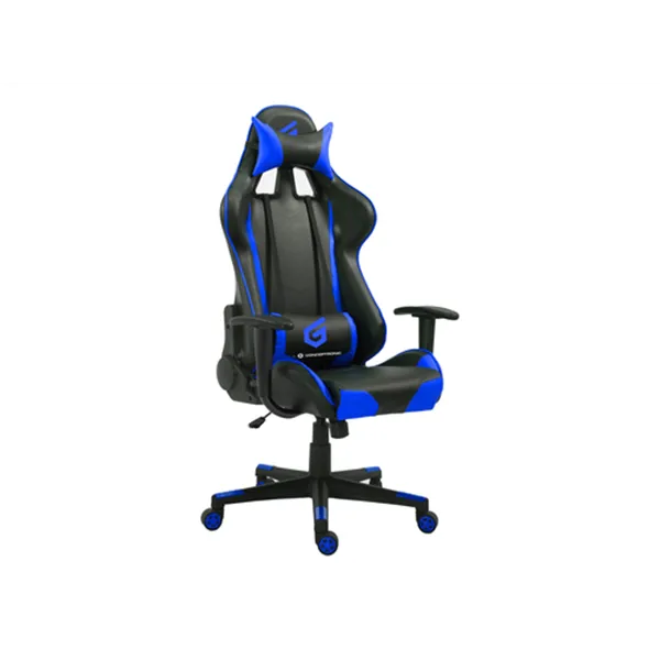 Silla Gamer Conceptronic Eyota04b Color Negro Detalles En Azul Recubrimiento Pu De Alta Calidadreclinable Diseño Ergonomico