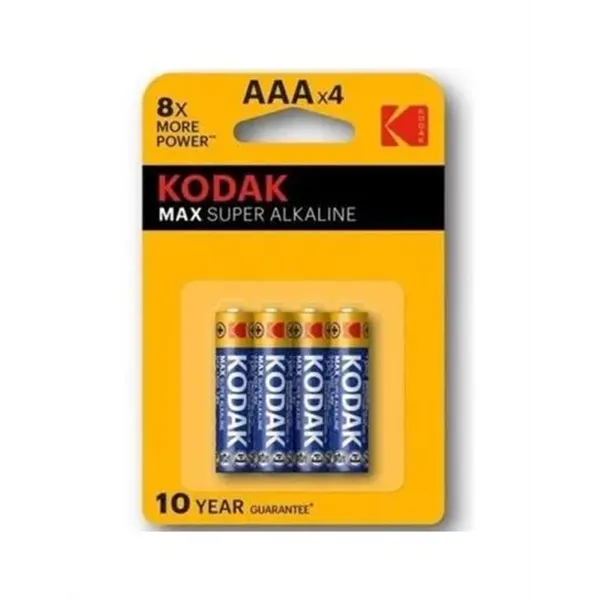 Pila Kodak Super Alcalina Max Lr03 Aaa Pack 4 (1150 Mah At 75 Ohms To 0.8 Volts) (ecotasas Incluidas)