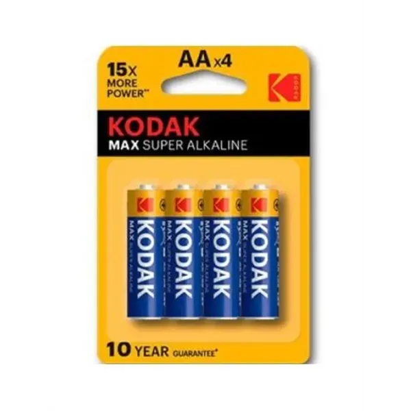 Pila Kodak Super Alcalina Max Lr6 Aa Pack 4 ( 2800 Mah At 75 Ohms To 0.8 Volts ) (ecotasas Incluidas)