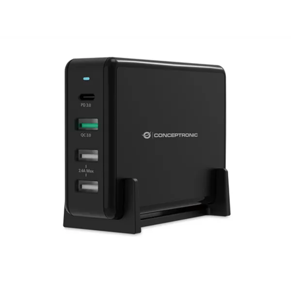 Cargador De Sobremesa Conceptronic Quick Charge Pd 4 Puertos 3 Puertos Usb-a 1 Puerto Usb-c 65w