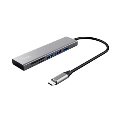 Hub Trust Halyx Aluminium Usb-c A 3 Puertos Usb-a Y Lector De