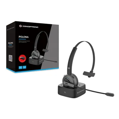 Headset Bluetooth Conceptronic Con Base De Carga Polona03bd