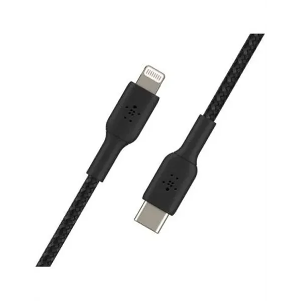 Cable Belkin Caa004bt1mbk Usb-c A Lightning Trenzado Boost Charge 1m Color Negro