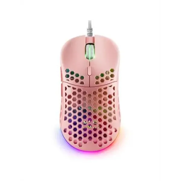 Mouse Mars Gaming Rgb Mm55p Dise¾o Hive Pink 12800dpi A825pro Switch Huano Superficie Perforada Ilum