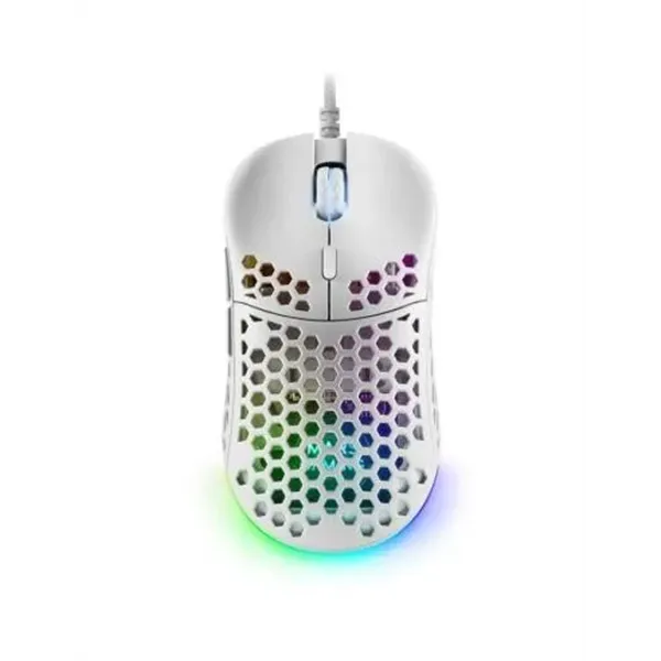 Mouse Mars Gaming Rgb Mm55w Dise¾o Hive White 12800dpi A825pro Switch Huano Superficie Perforada Ilu