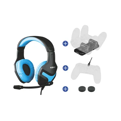 Pack Gamer Konix Ps4 Headset Gaming + Base De Carga Dual +