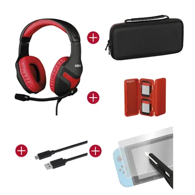 Pack Gamer Konix Switch Headset Gaming + Funda + Caja Para 4